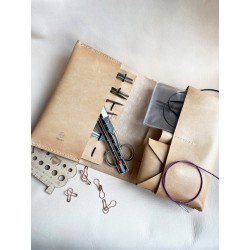 Knitting Case in vero cuoio italiano